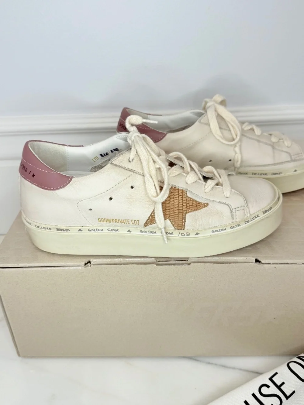 Golden Goose Hi Star Private Edit Low Top Platform - White/Beige US5/EU35